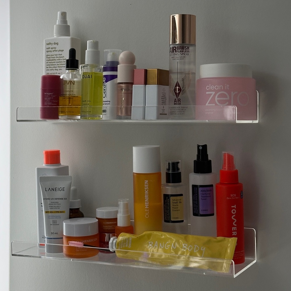 Set of 2 Clear Acrylic Wall Mounted Display Shelf